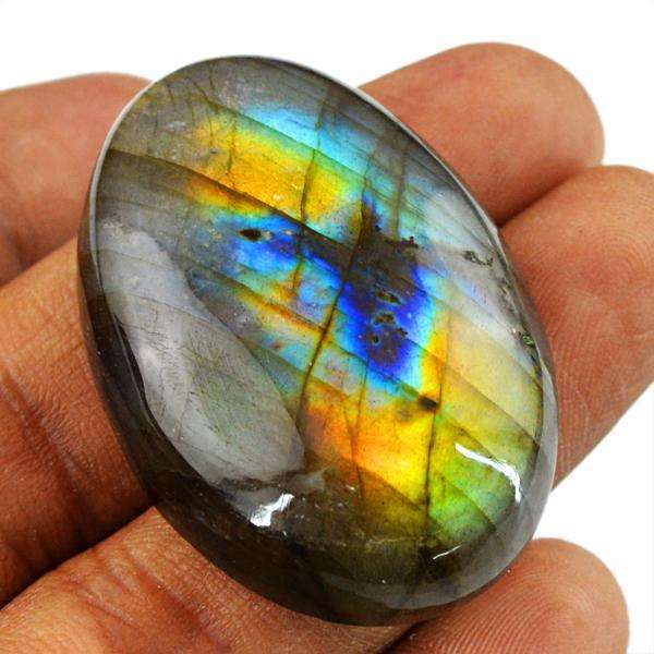 gemsmore:Natural Golden & Blue Flash Labradorite Untreated Loose Gemstone