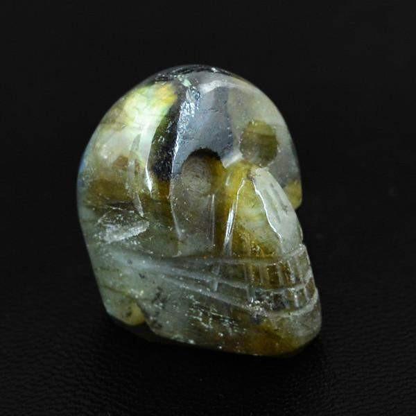 gemsmore:Natural Golden Color Flash Labradorite Gemstone Skull