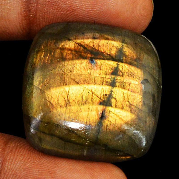 gemsmore:Natural Golden Color Flash Labradorite Gemstone