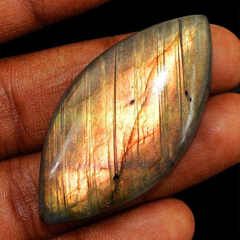 gemsmore:Natural Golden Color Flash Labradorite Gemstone