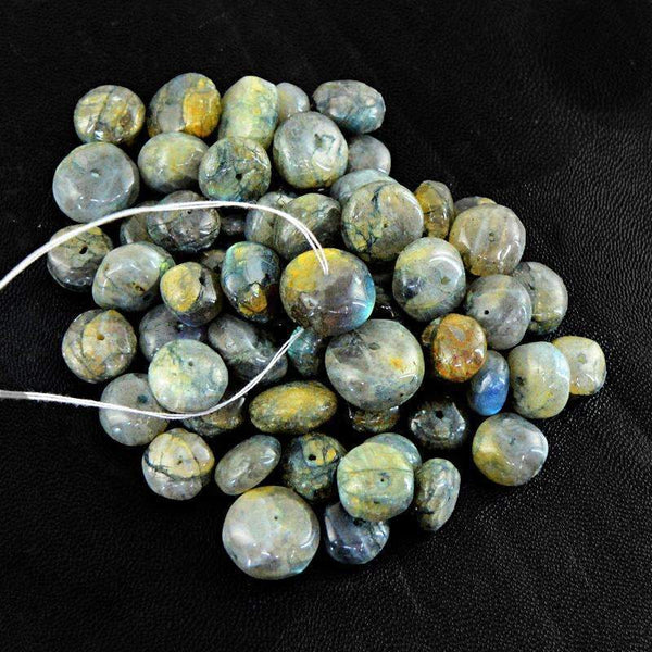 gemsmore:Natural Golden Flash Labradorite Beads Lot - Round Shape Drilled