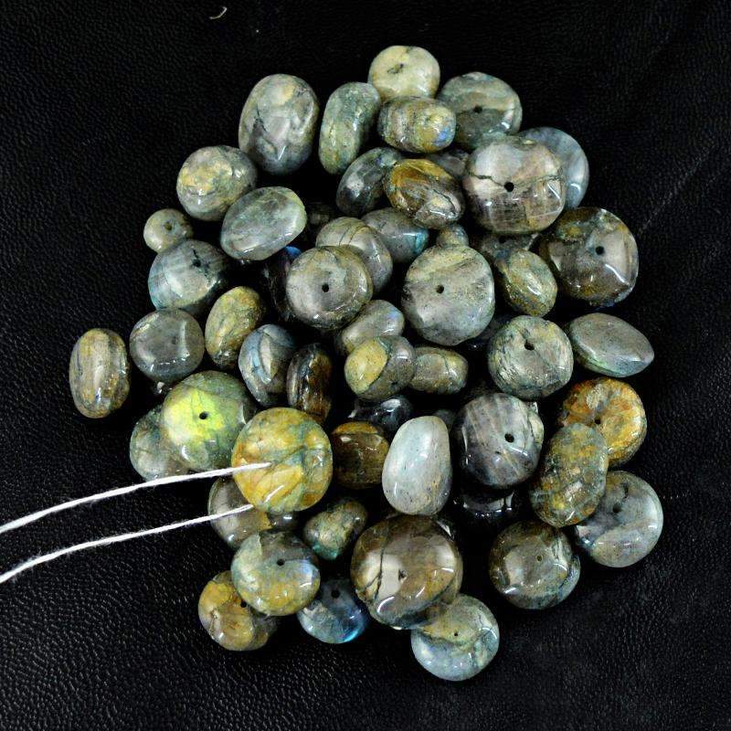 gemsmore:Natural Golden Flash Labradorite Beads Lot Round Shape Drilled