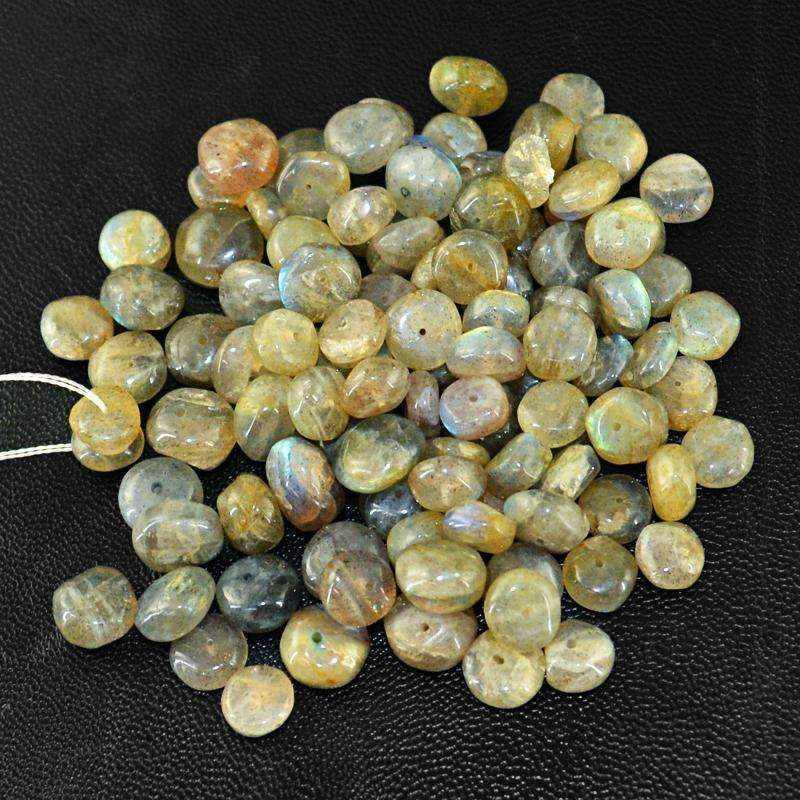 gemsmore:Natural Golden Flash Labradorite Beads Lot Round Shape Drilled