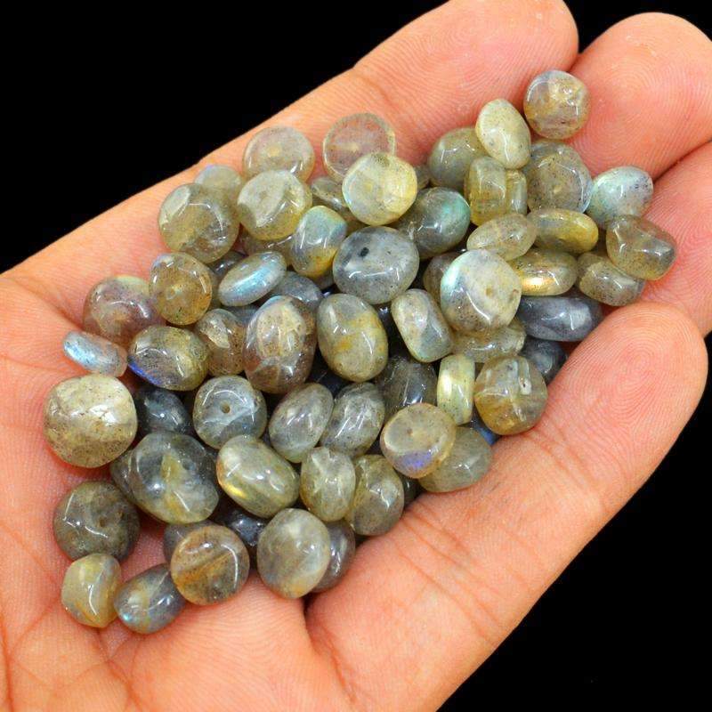 gemsmore:Natural Golden Flash Labradorite Beads Lot Round Shape Drilled
