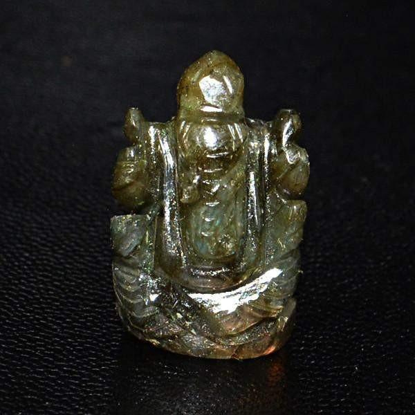 gemsmore:Natural Golden Flash Labradorite Carved Ganesha Gem