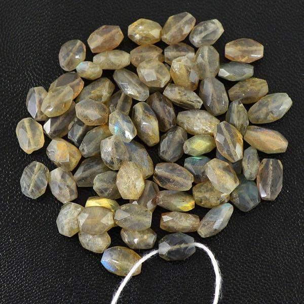 gemsmore:Natural Golden Flash Labradorite Checkered Cut Beads Lot