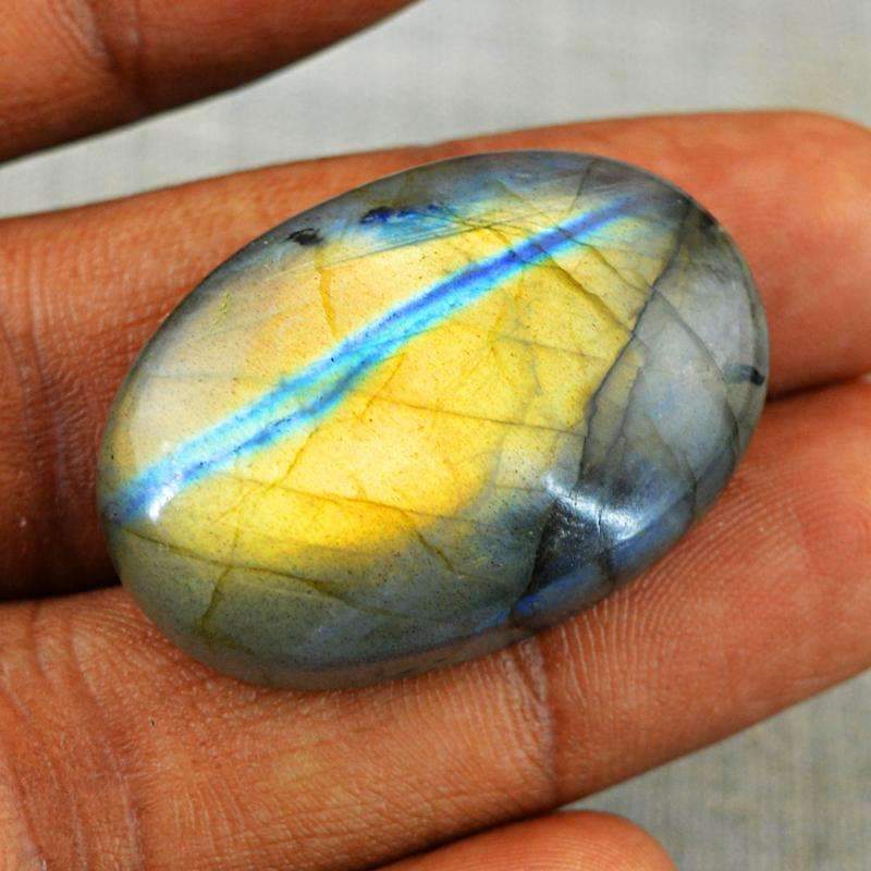 gemsmore:Natural Golden Flash Labradorite Gemstone - Oval Shape