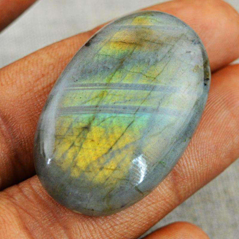 gemsmore:Natural Golden Flash Labradorite Gemstone - Oval Shape