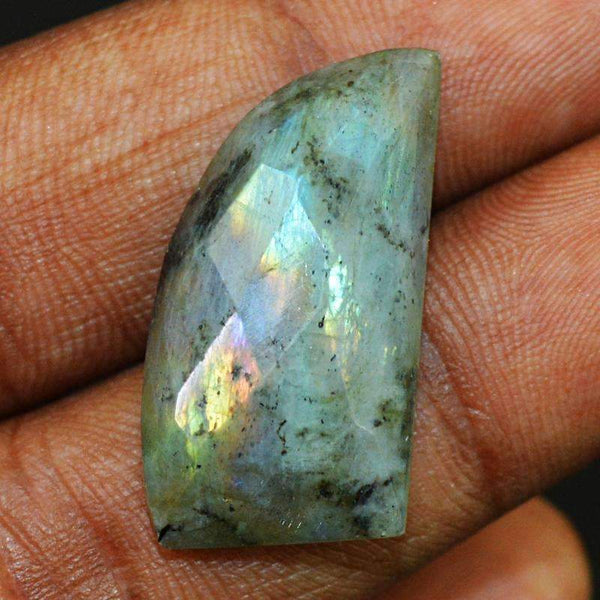 gemsmore:Natural Golden Flash Labradorite Gemstone Checkered Cut