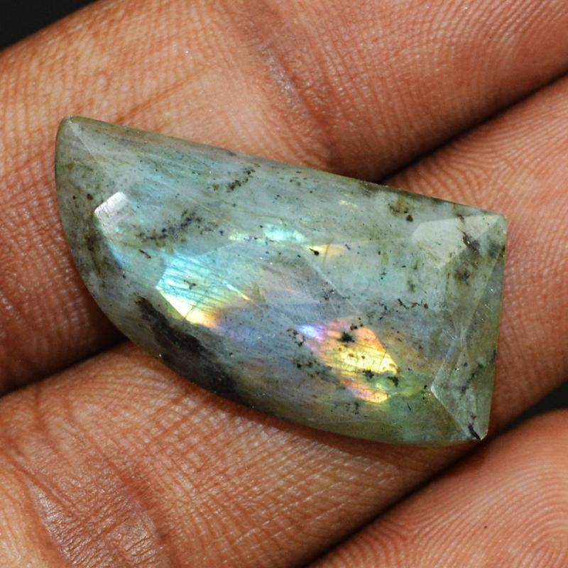 gemsmore:Natural Golden Flash Labradorite Gemstone Checkered Cut