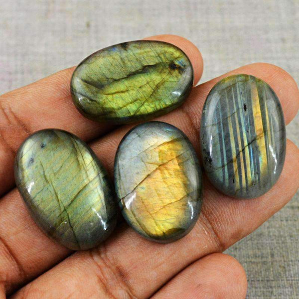 gemsmore:Natural Golden Flash Labradorite Gemstone Lot - Oval Shape