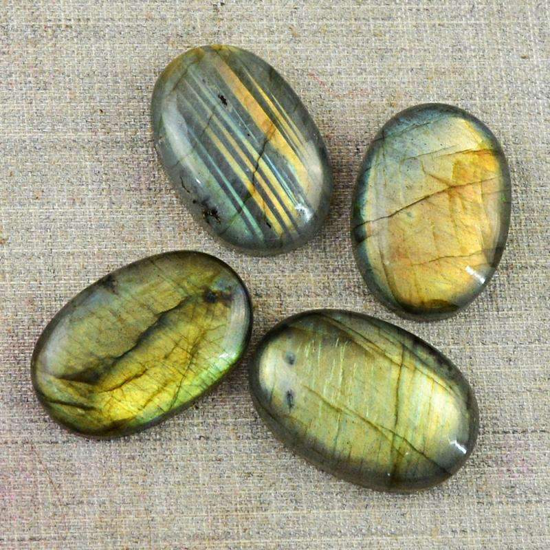 gemsmore:Natural Golden Flash Labradorite Gemstone Lot - Oval Shape