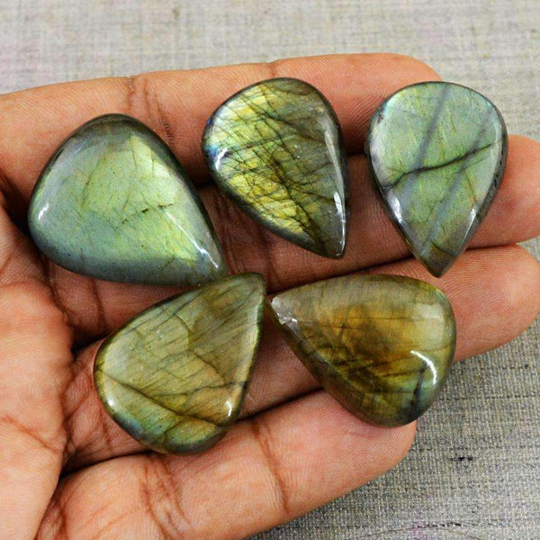 gemsmore:Natural Golden Flash Labradorite Gemstone Lot Pear Shape