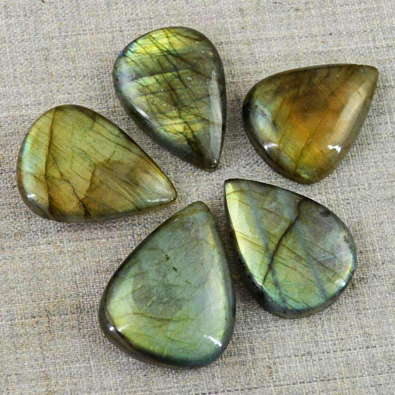 gemsmore:Natural Golden Flash Labradorite Gemstone Lot Pear Shape