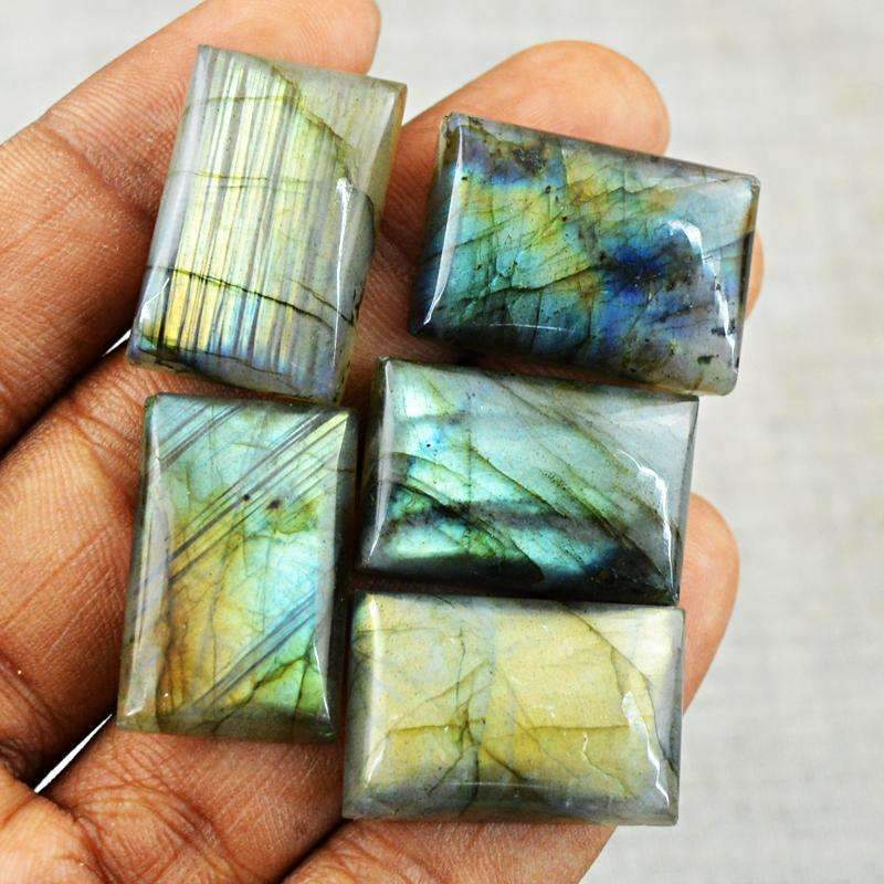 gemsmore:Natural Golden Flash Labradorite Gemstone Lot Rectangular Shape