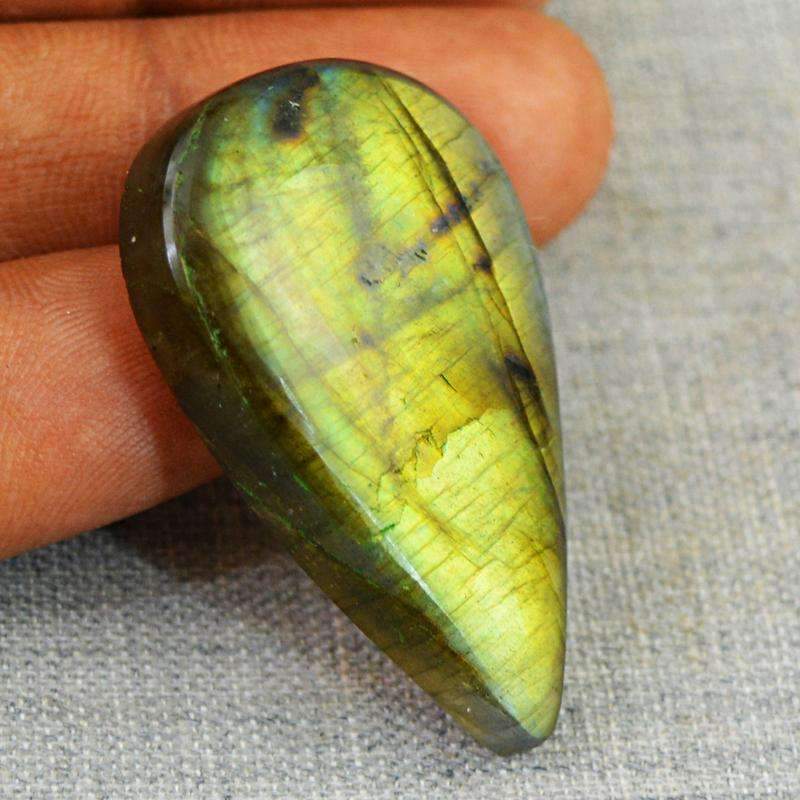 gemsmore:Natural Golden Flash Labradorite Gemstone Untreated Pear Shape