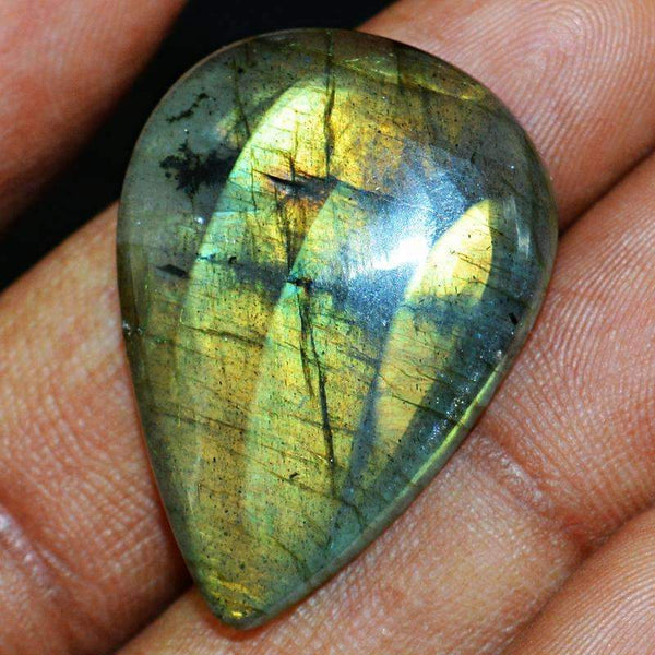 gemsmore:Natural Golden Flash Labradorite Gemstone Untreated Pear Shape