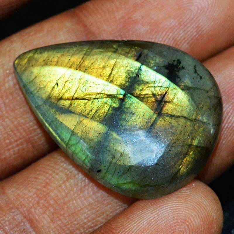 gemsmore:Natural Golden Flash Labradorite Gemstone Untreated Pear Shape