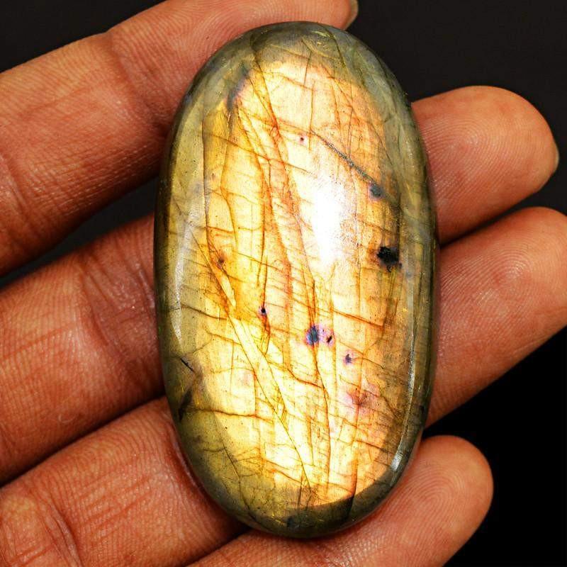 gemsmore:Natural Golden Flash Labradorite Oval Shape Gemstone