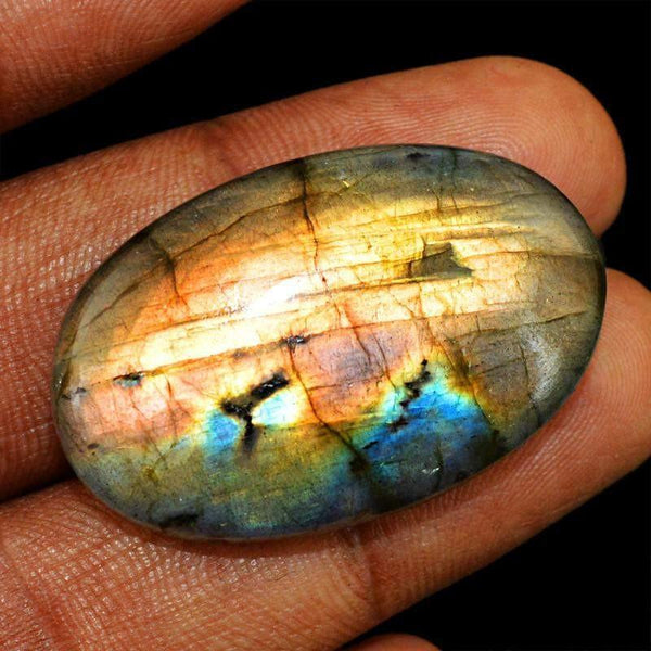 gemsmore:Natural Golden Flash Labradorite Oval Shape Gemstone