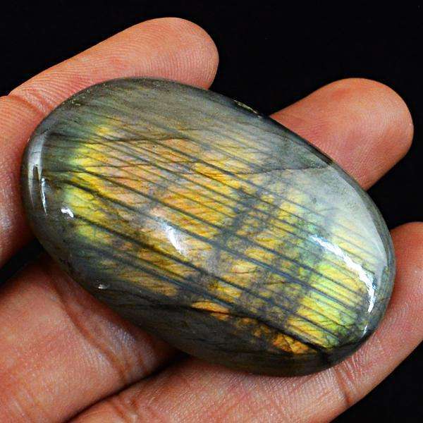 gemsmore:Natural Golden Flash Labradorite Oval Shape Loose Gemstone