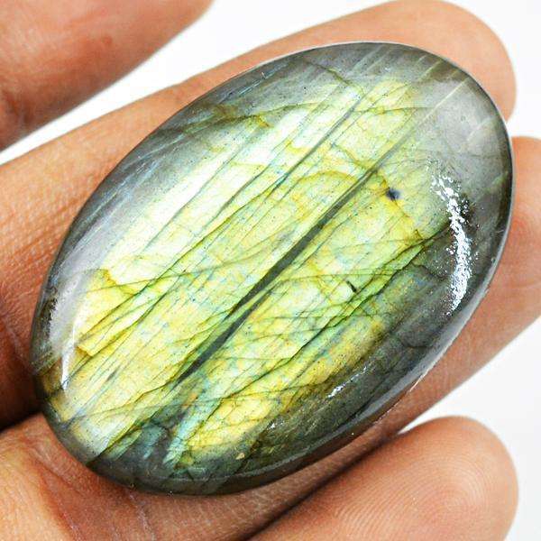 gemsmore:Natural Golden Flash Labradorite Oval Shape Loose Gemstone