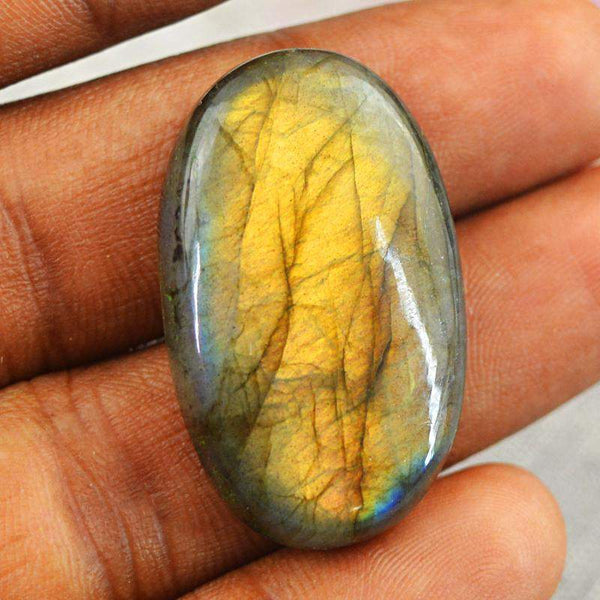 gemsmore:Natural Golden Flash Labradorite Oval Shape Loose Gemstone