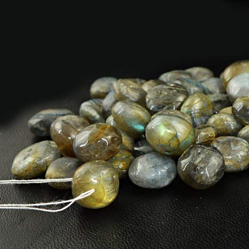 gemsmore:Natural Golden Flash Labradorite Round Beads Lot