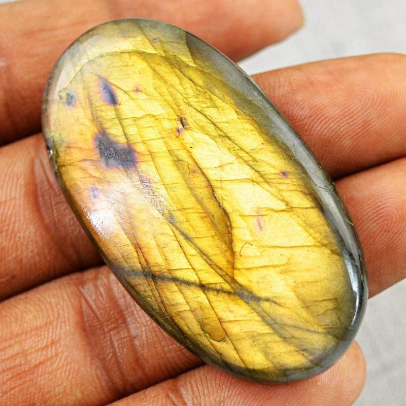 gemsmore:Natural Golden Flash Oval Shape Labradorite Gemstone