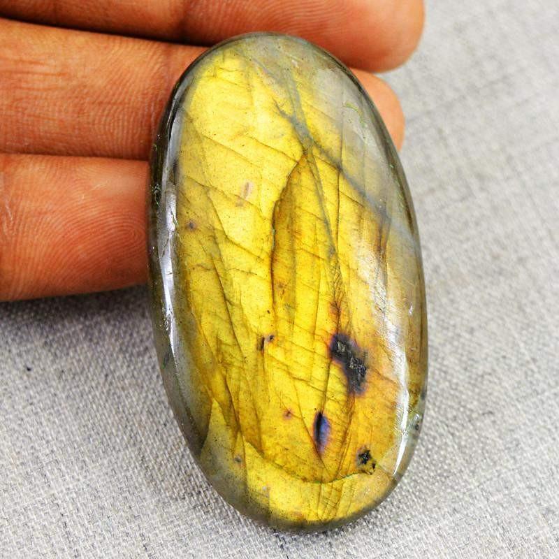 gemsmore:Natural Golden Flash Oval Shape Labradorite Gemstone