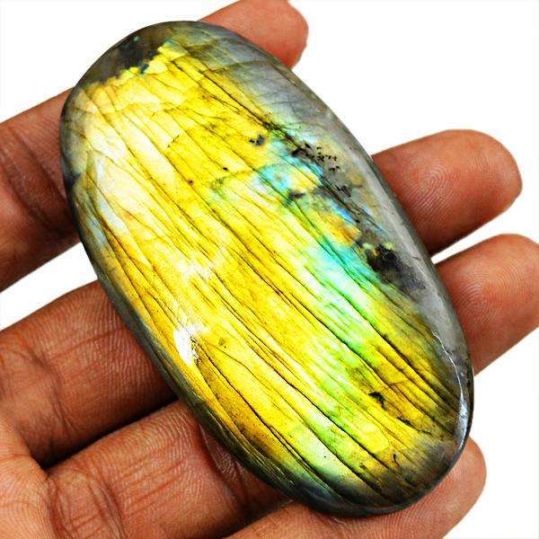 gemsmore:Natural Golden Flash Oval Shape Labradorite Loose Gemstone