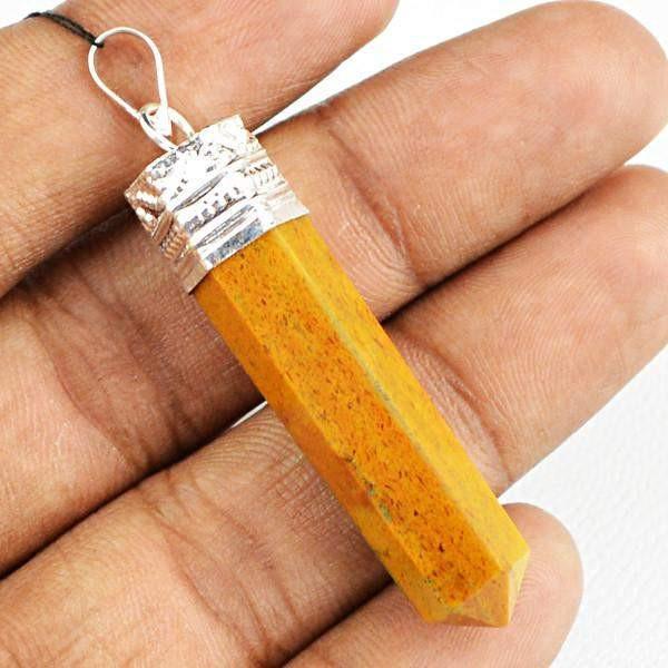 gemsmore:Natural Golden Jasper Crystal Healing Point Pendant