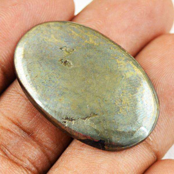 gemsmore:Natural Golden Pyrite Oval Shape Untreated Loose Gemstone