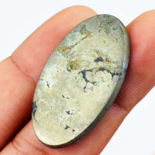 gemsmore:Natural Golden Pyrite Oval Shape Untreated Loose Gemstone