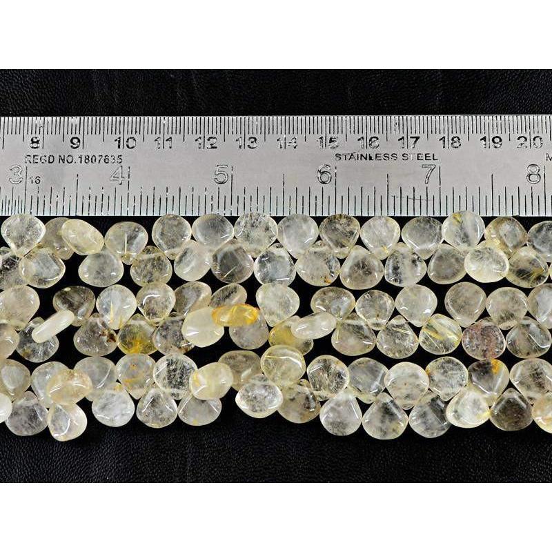 gemsmore:Natural Golden Rutile Drilled Beads Strands