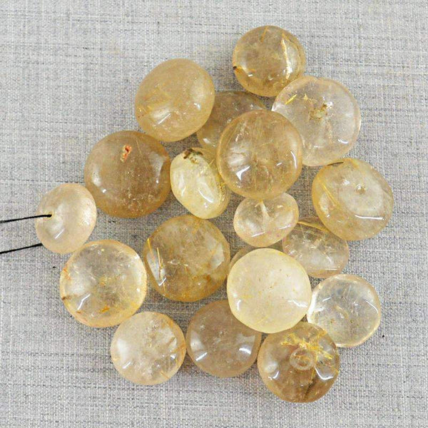 gemsmore:Natural Golden Rutile Quartz Beads Lot - Round Shape Drilled