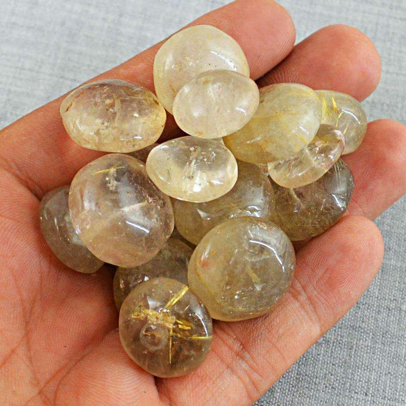 gemsmore:Natural Golden Rutile Quartz Beads Lot - Round Shape Drilled