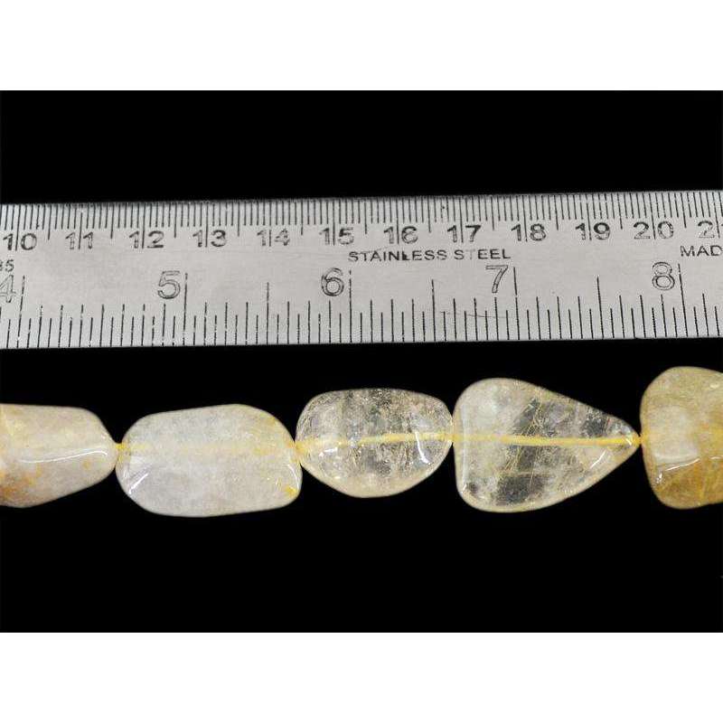 gemsmore:Natural Golden Rutile Quartz Beads Strand - Drilled