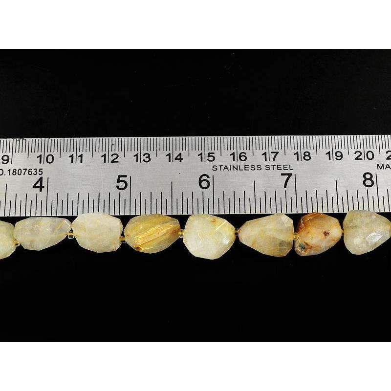 gemsmore:Natural Golden Rutile Quartz Beads Strand Faceted Drilled