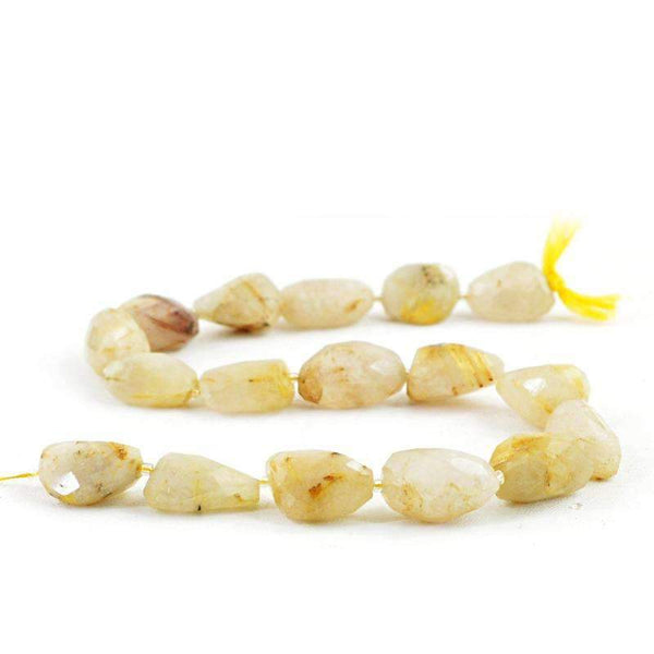 gemsmore:Natural Golden Rutile Quartz Beads Strand Faceted Drilled