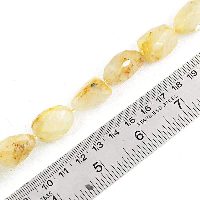 gemsmore:Natural Golden Rutile Quartz Beads Strand Faceted Drilled