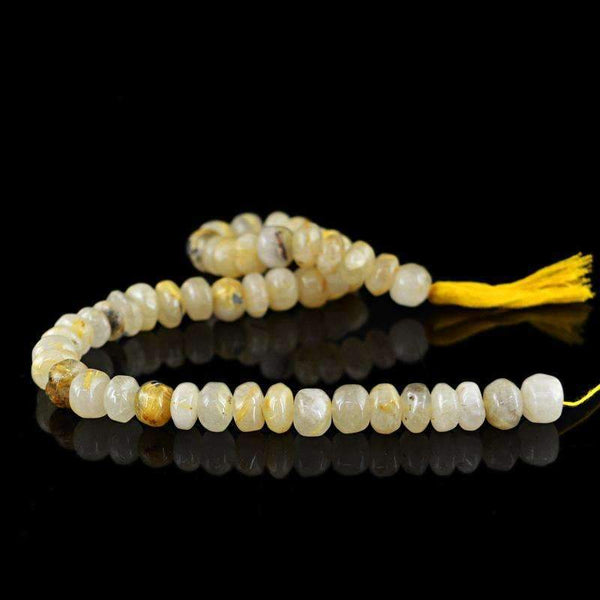 gemsmore:Natural Golden Rutile Quartz Beads Strand Round Shape Drilled