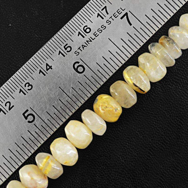 gemsmore:Natural Golden Rutile Quartz Beads Strand Round Shape Drilled