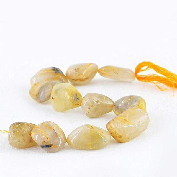 gemsmore:Natural Golden Rutile Quartz Beads Strand