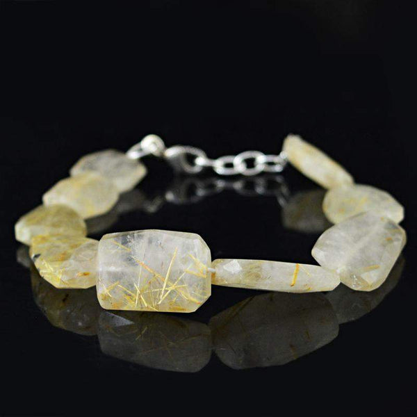 gemsmore:Natural Golden Rutile Quartz Bracelet Faceted Beads