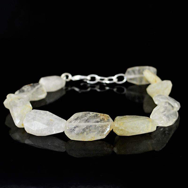 gemsmore:Natural Golden Rutile Quartz Bracelet Faceted Beads