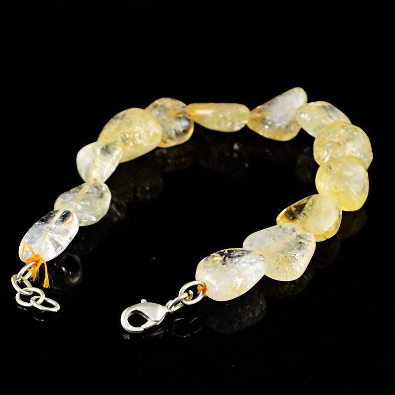 gemsmore:Natural Golden Rutile Quartz Bracelet Untreated Beads