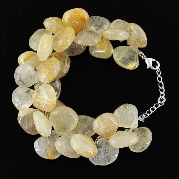 gemsmore:Natural Golden Rutile Quartz Gemstone Beads Bracelet