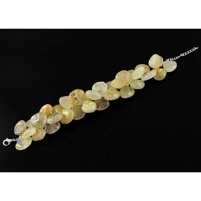 gemsmore:Natural Golden Rutile Quartz Gemstone Beads Bracelet