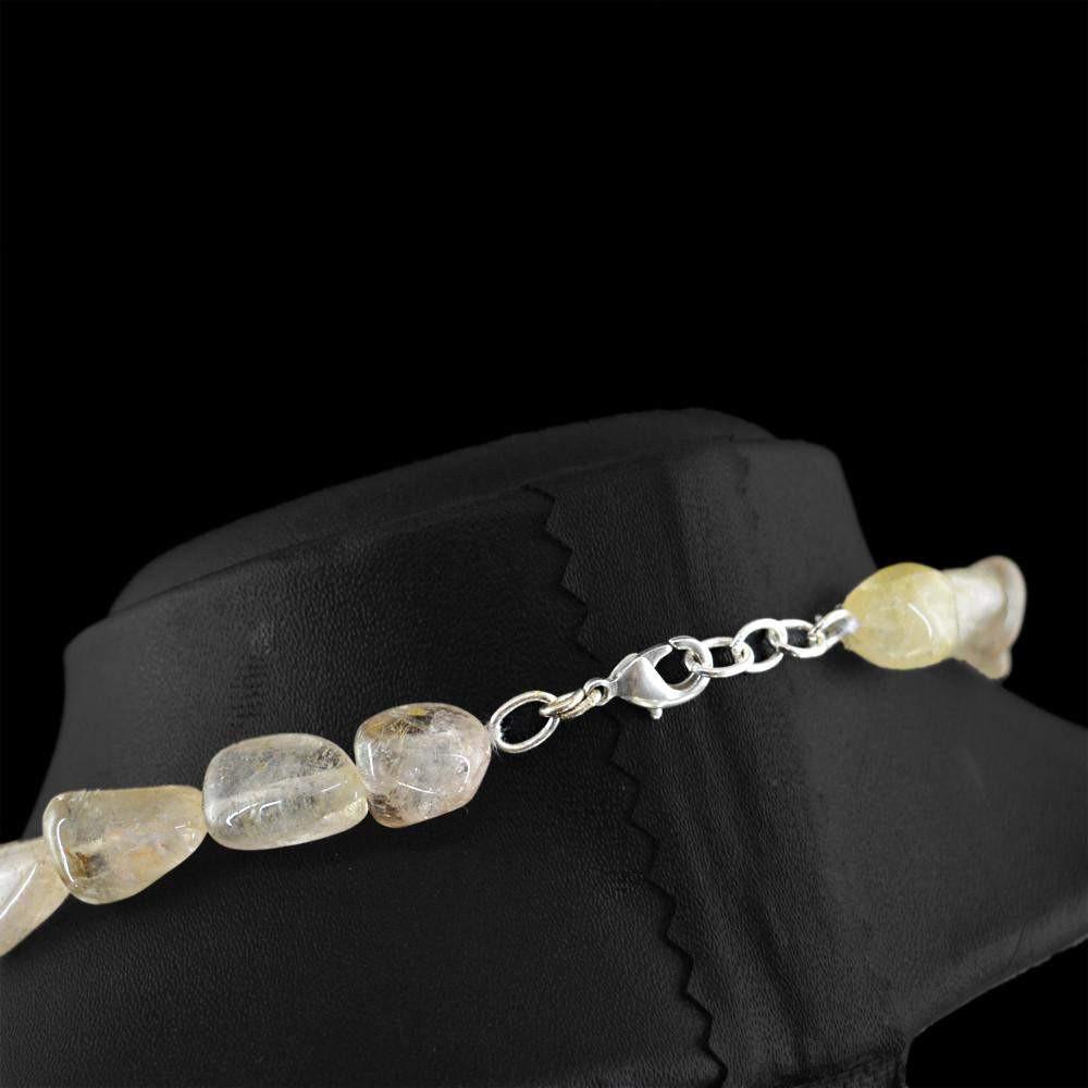 gemsmore:Natural Golden Rutile Quartz Necklace Untreated Beads